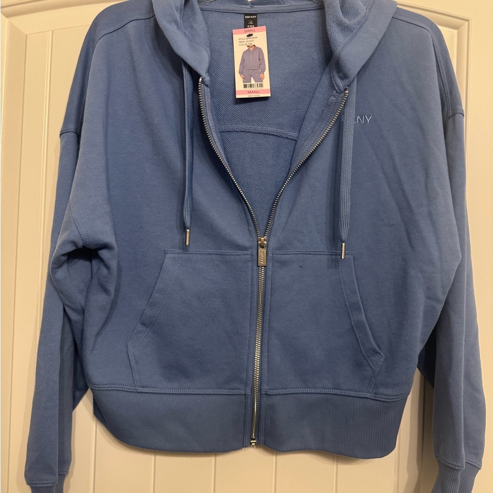 DKNY Soft Blue zippered hoodie
